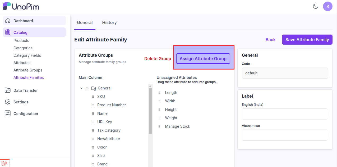 Attribute Groups Grid