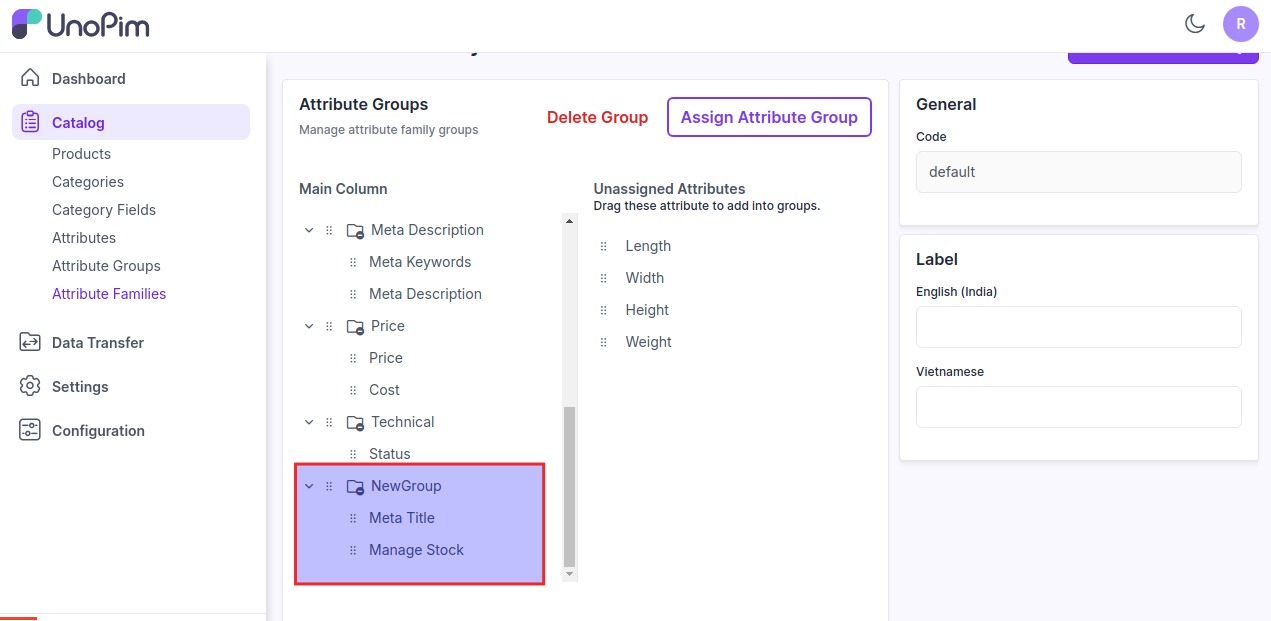 Attribute Groups Grid