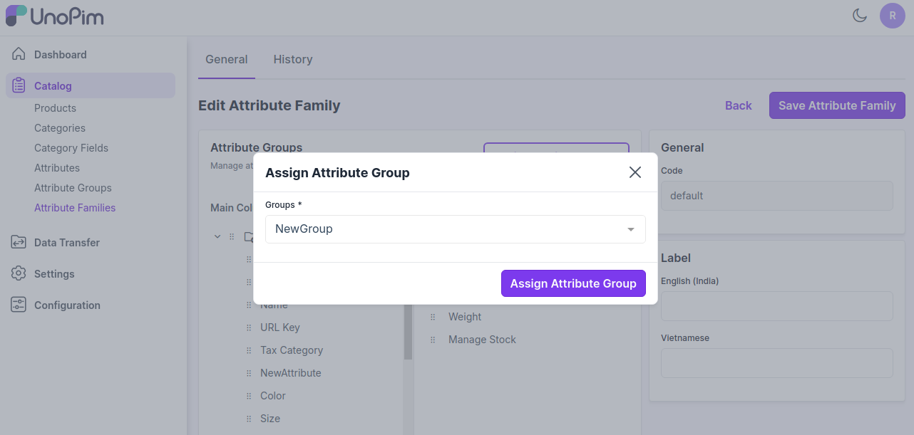 Attribute Groups Grid